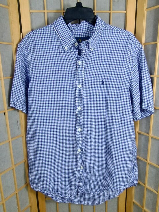 Ralph Lauren Other - Ralph Lauren Polo Blue Gingham Plaid Button Down Short Sleeve Shirt Size L
